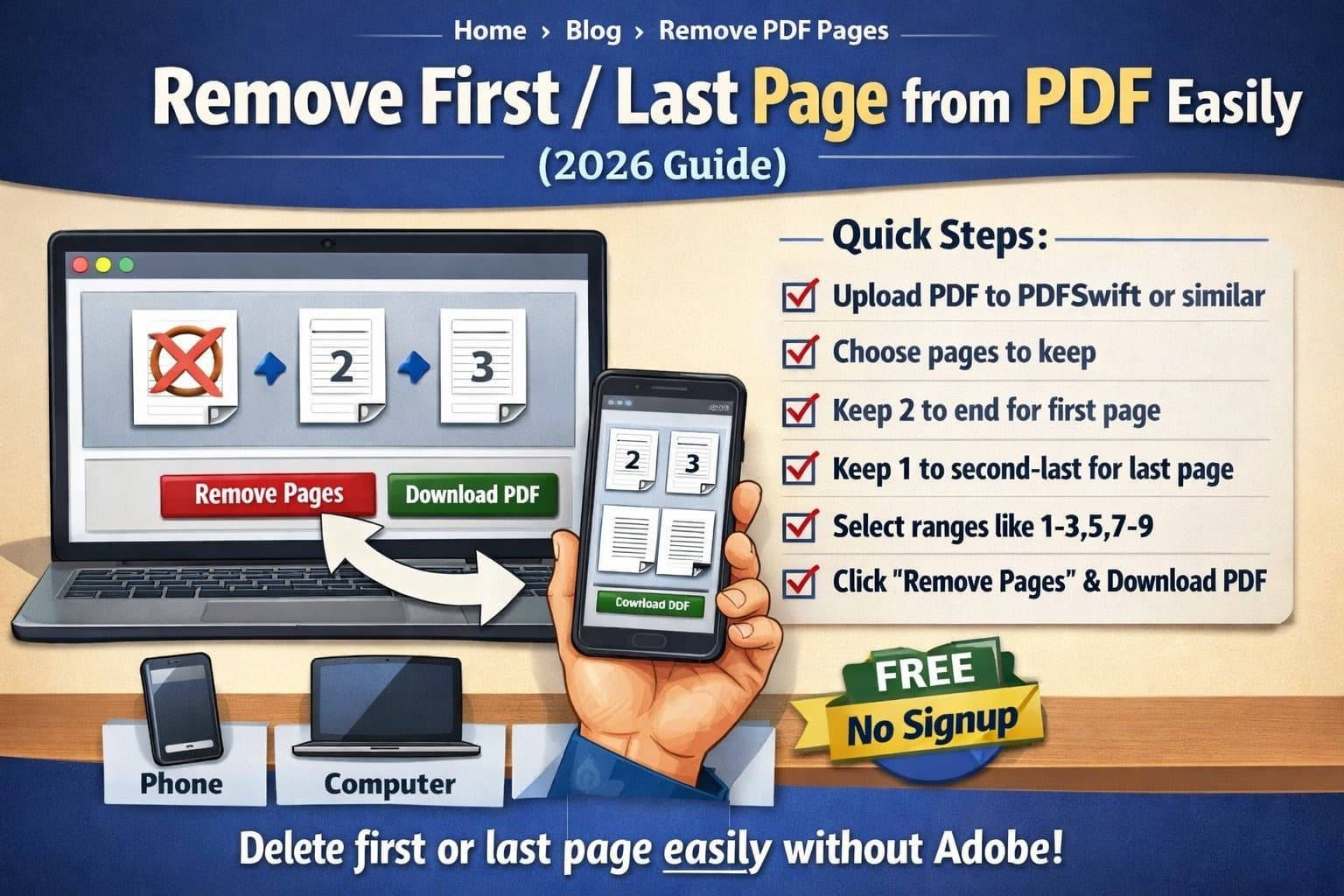 Remove First / Last Page from PDF Easily (2026 Guide)