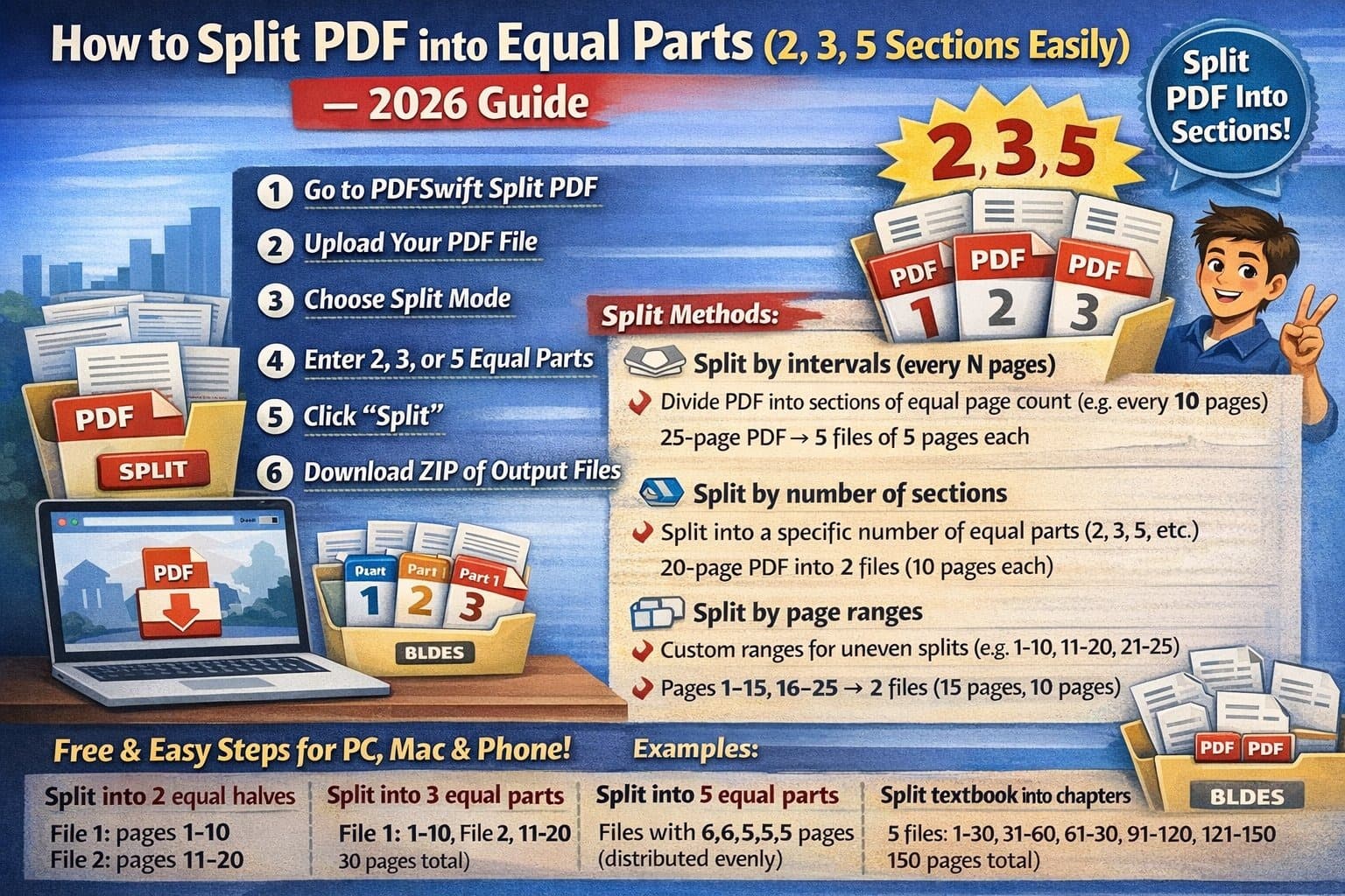 How to Split PDF into Equal Parts (2, 3, 5 Sections Easily) – 2026 Guide